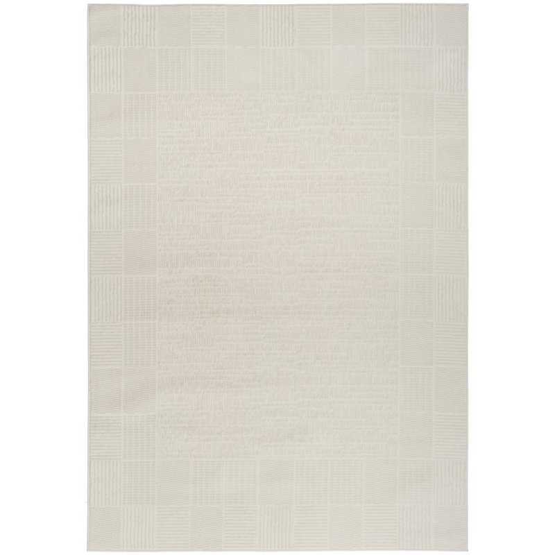 Tapis d'intérieur moderne ivoire Ebern Designs Reimann, Rectangle 5 pi x 7 pi