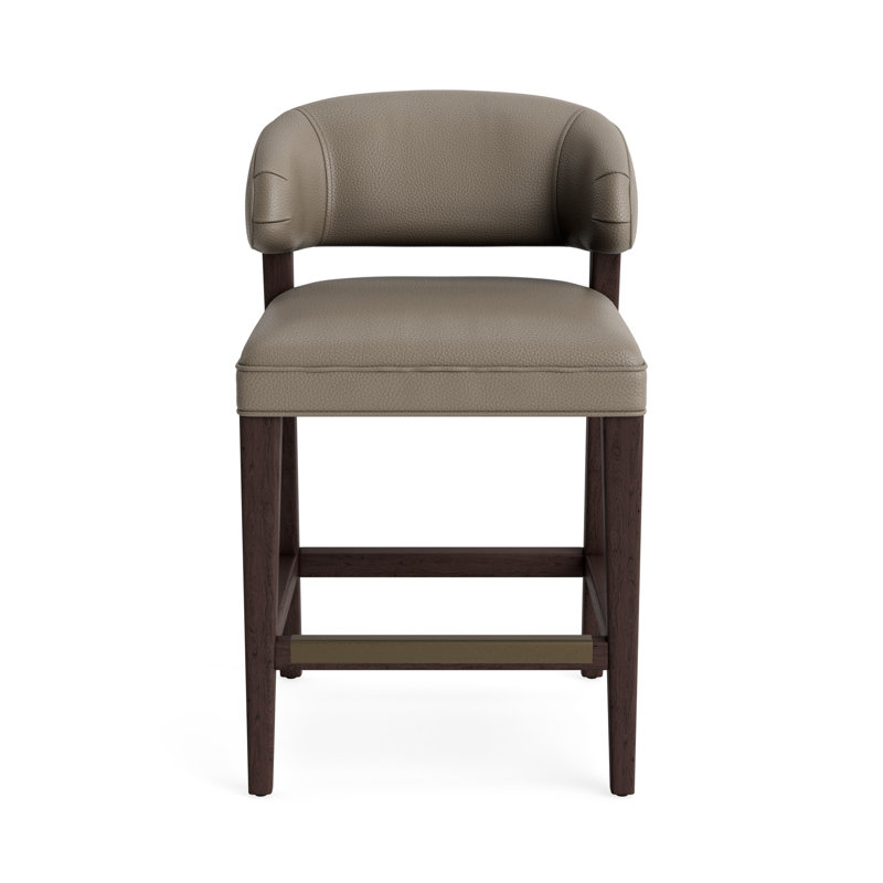Keane Leather Bar Stool, Counter Stool (25” Seat Height), Java, Greenwich Performance Leather - Pewter