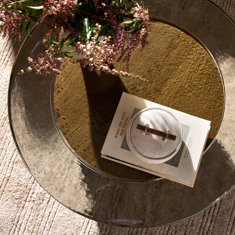 Shira Coffee Table-Smoked Brown Cast Glass, Clear Cast Glass