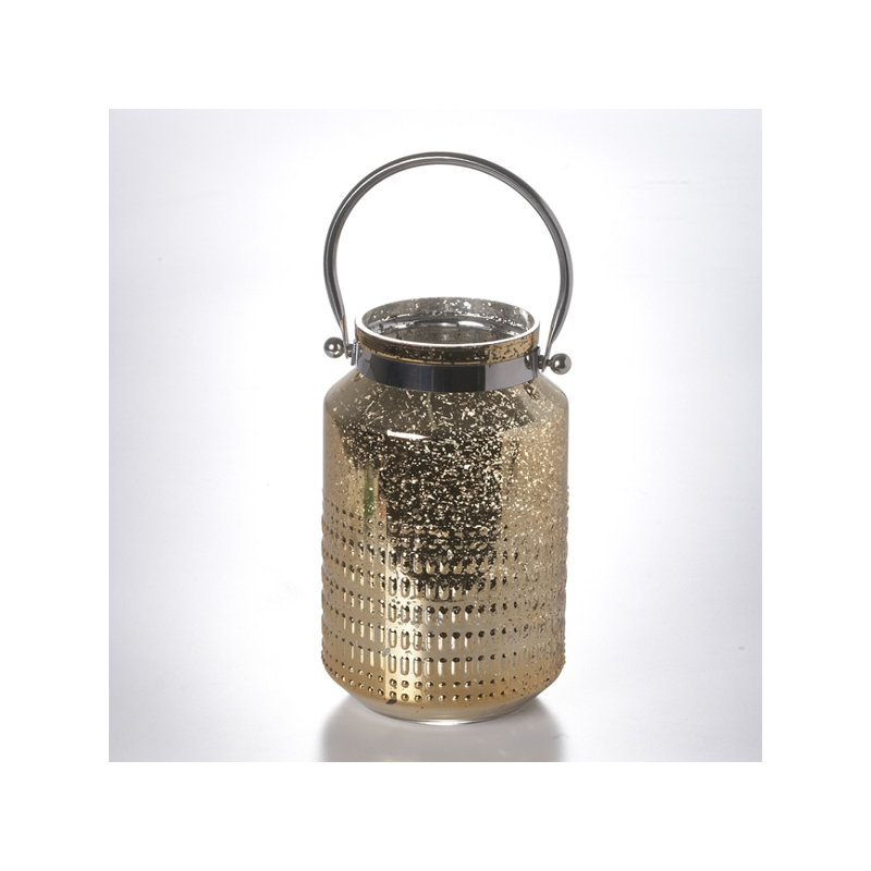 Lanterne en verre, H 9 po x l 4 po x P 4 po, Or