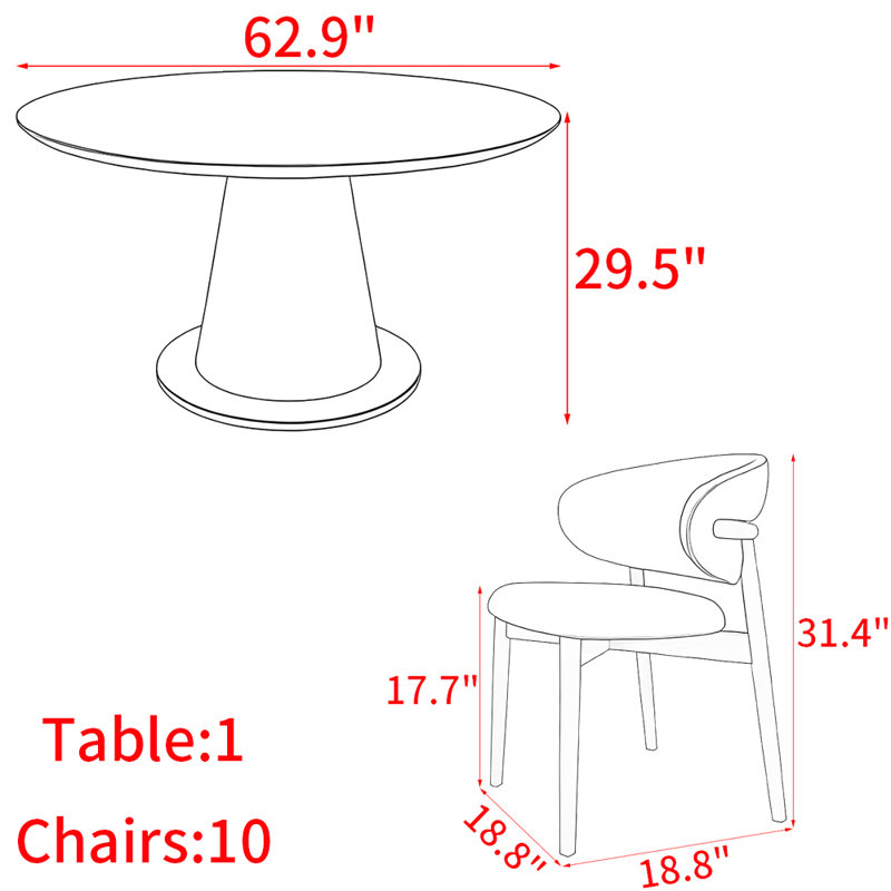 Ensemble de table de salle à manger en bois massif de style français
