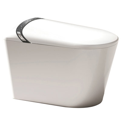 White Smart Toilet With Elongated Design, Auto Open/Close Lid, Foot - Operated Activation, 1.28 Siphonic Jet Flush, Multiple Washing Modes, And Heated Seat For Bathroom Hygiene