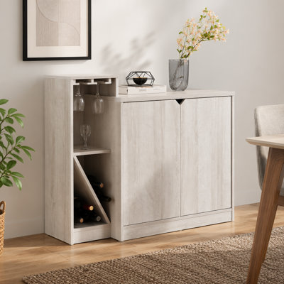 Bar Cabinet, Wine Bottle Storage Display Kitchen Cabinet, Holds 4 Wine Bottles