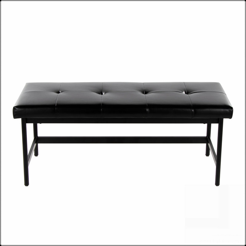 Banc en métal noir et similicuir, Noir