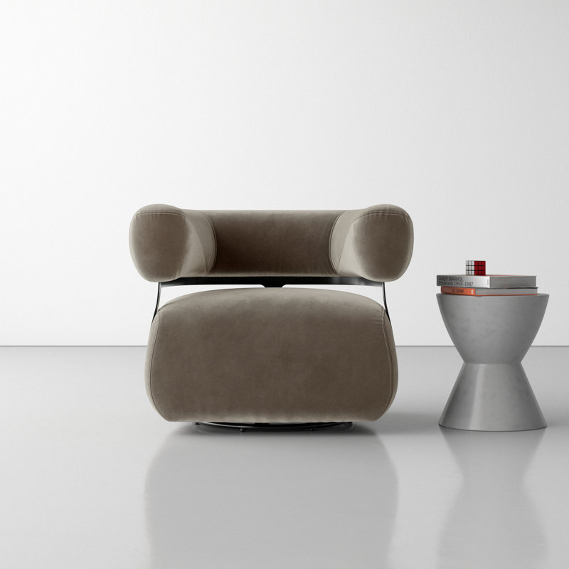 Lize Upholstered Swivel Barrel Chair, Surrey Fossil