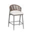 Ensemble de 2 tabourets de comptoir avec cadre en métal et rotin PE, ensemble de 2, gris mat