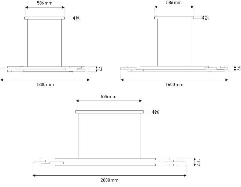 Org 5 - Light LED Pendant, 3.03" H x 62.99" W x 4.33" D