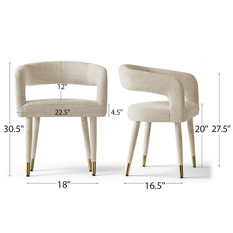 Hennigan Textured Fabric Dining Armchairs, Oatmeal