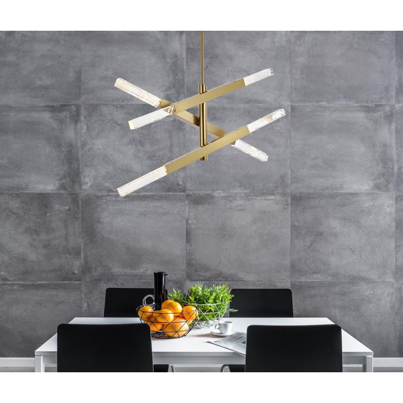 Luminaire suspendu 3 barres Axil, Or satiné
