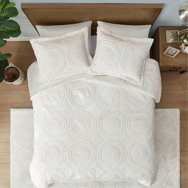 Édredon à médaillon brodé, édredon en fausse fourrure pour lit, style