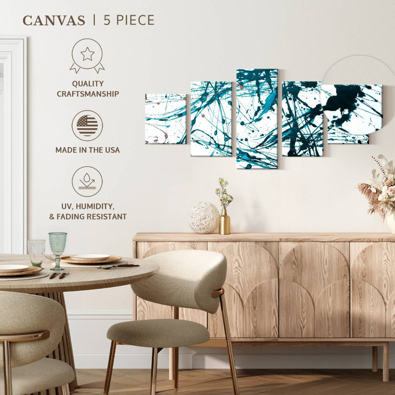 Avery Teal Abstract, 42" H x 92" W