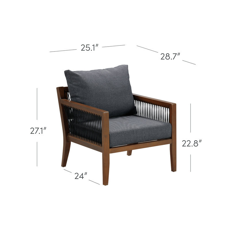 Méridienne d'extérieur Chariyah Acacia (ensemble 2 pièces), Structure noyer / coussin noir