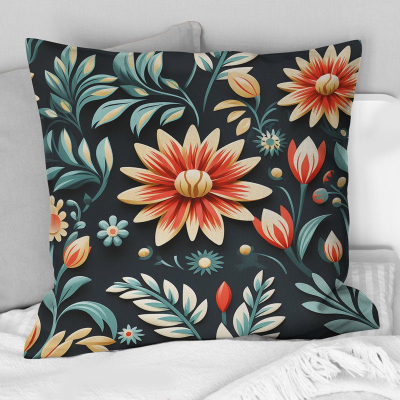Tribal Green Damask Accents - Coussin décoratif en polyester damassé, H 16 po x l 16 po