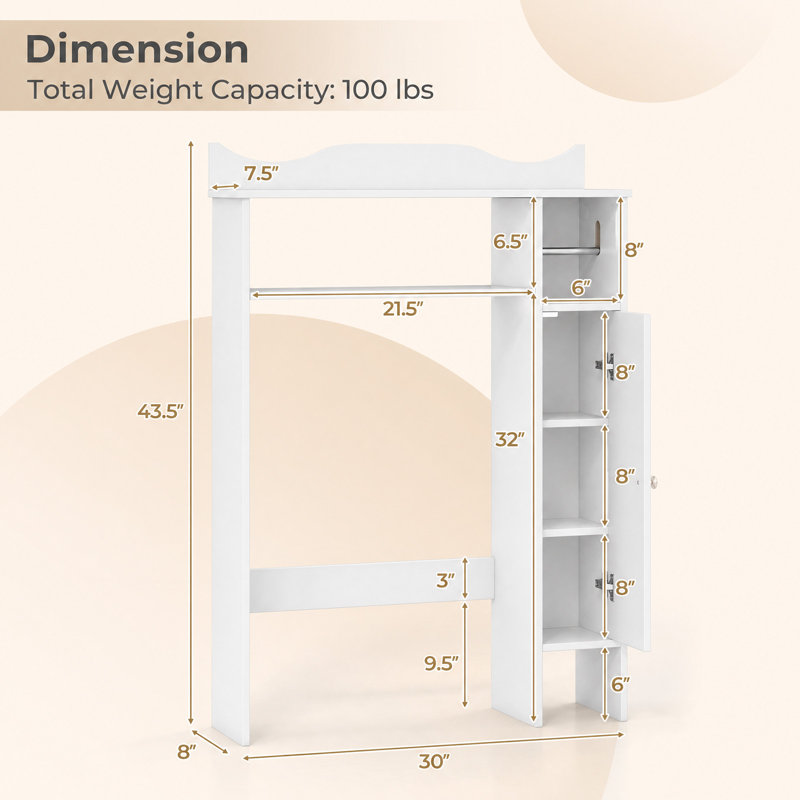 Bortman Over The Toilet Storage, White