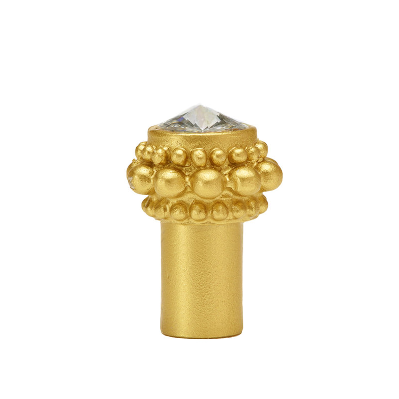 Caché petit bouton rond avec un rivoli Swarovski Aurore Boreale Crystalin , Doré