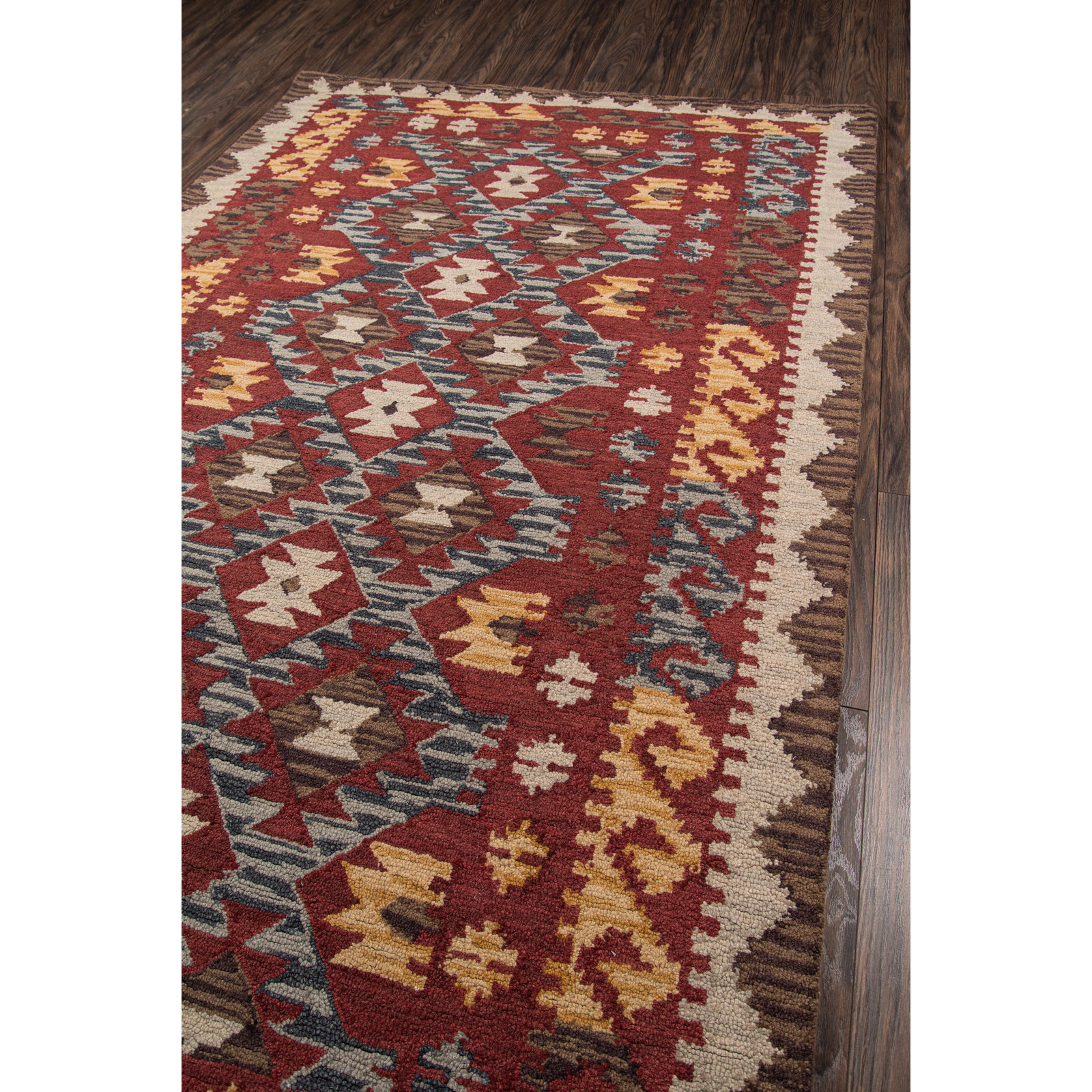 Fiona Red Hand-Tufted Wool Southwestern Rug, Runner 2'3" x 8'