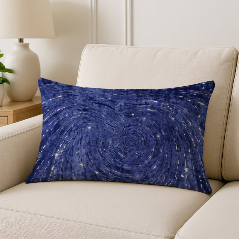 Coussin décoratif intérieur et extérieur Modern, Bleu abstrait 4, Rectangle H 14 po x l 20 po