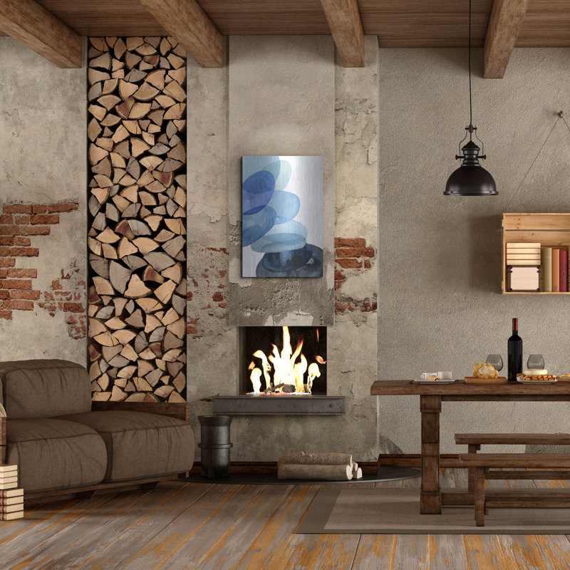 Art mural en métal luxueux «River Worn Pebbles II» par Grace Popp, 24 po x 36 po