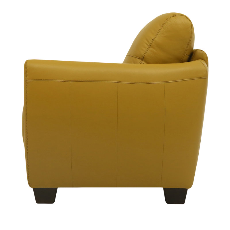 Ensemble de salon en cuir véritable 2 pièces Matelles, Cuir véritable moutarde