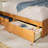 Mid Century Modern Solid Wood Queen Storage Bed With 2 Drawers-1491850536