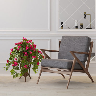 31'' Faux Flowering Plant in Wood Planter