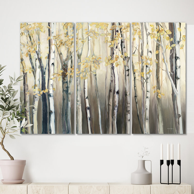 «Porch & Den Golden Birch Forest I», art mural sur toile, H 28 po x l 36 po, Toile tendue, Sans cadre