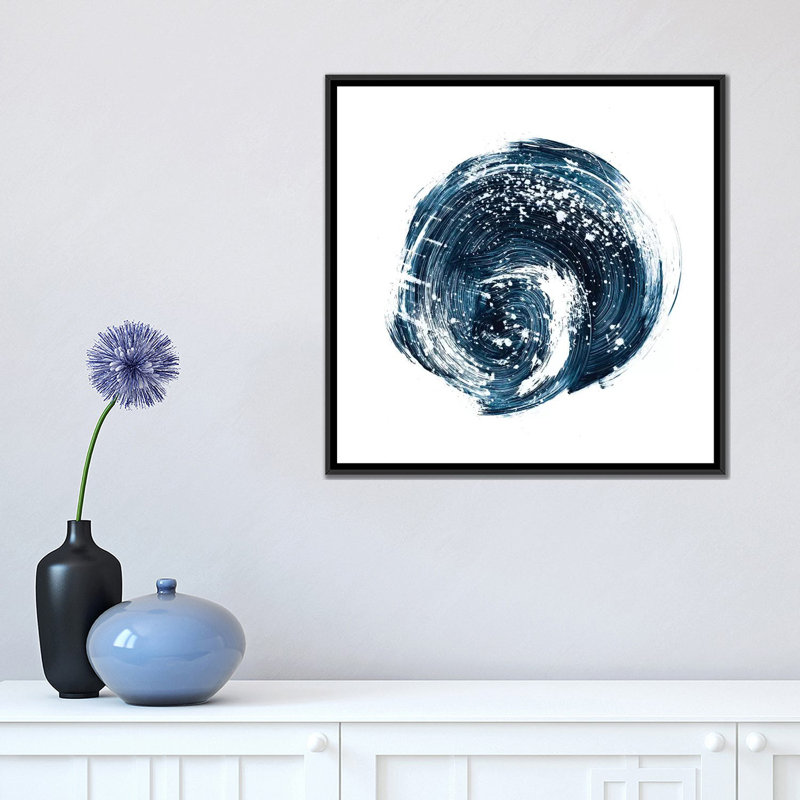 « indigo nebula i », impression sur toile, H 18 po x l 18 po x P 1,5 po, Toile avec cadre noir, Pas de tapis