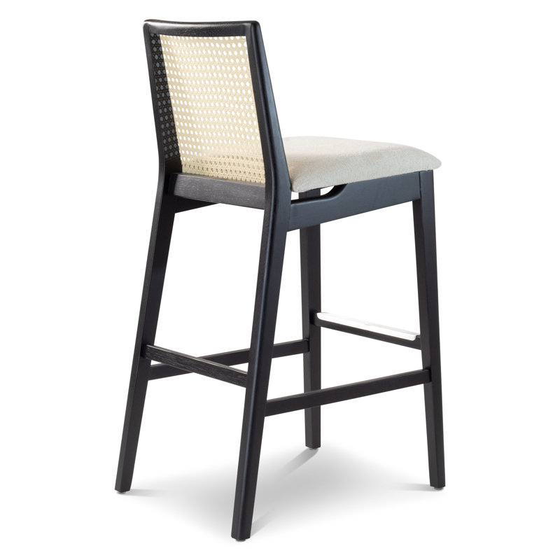 Modern Brazilian Nardia Cane Bar Stool, Light Gray/Ebano/Natural, Counter Stool (25.5" Seat Height)
