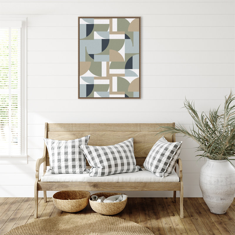 «Futuristic Bauhaus Polygons Beige» par Ninola Design, reproduction d'art sur toile encadrée, H 30 po x l 23 po