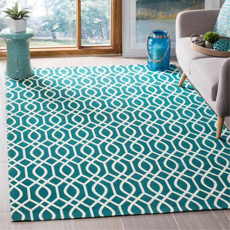 Tapis géométrique en coton tissé à la main Holsworthy Cedar Brook, Rectangle 5' x 8'