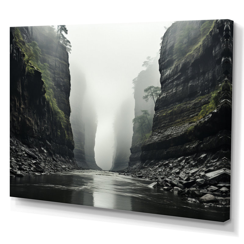 Canyon photo voilée dans le brouillard II - impression, Toile tendue, H 12 po x l 20 po x P 1 po