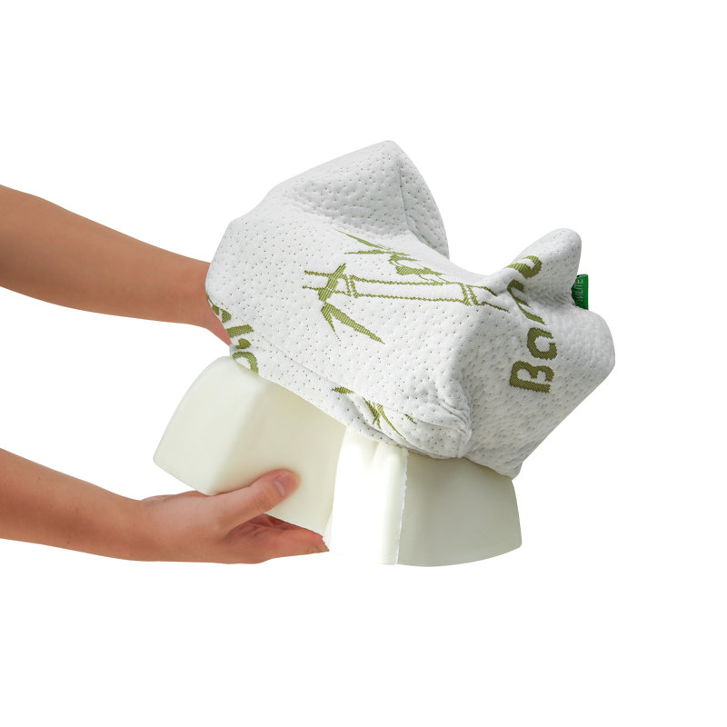 Memory Foam Knee & Leg Pillow with Contoured Support, Pressure Relief Cushion with Eye Mask for Sleep Comfort