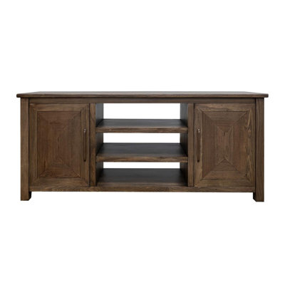 Meuble télé Loe, 2 portes et tablettes, bois brun 70 po