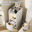 White Fluted Bedside Table Charging Station USB-C Wireless LED 2-Drawer 30x25x60cm Slim Nightstand-90401988