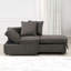 Chaise convertible moderne en tissu, de couleur grise avec rangement et réglable, oreillers fournis-511348381