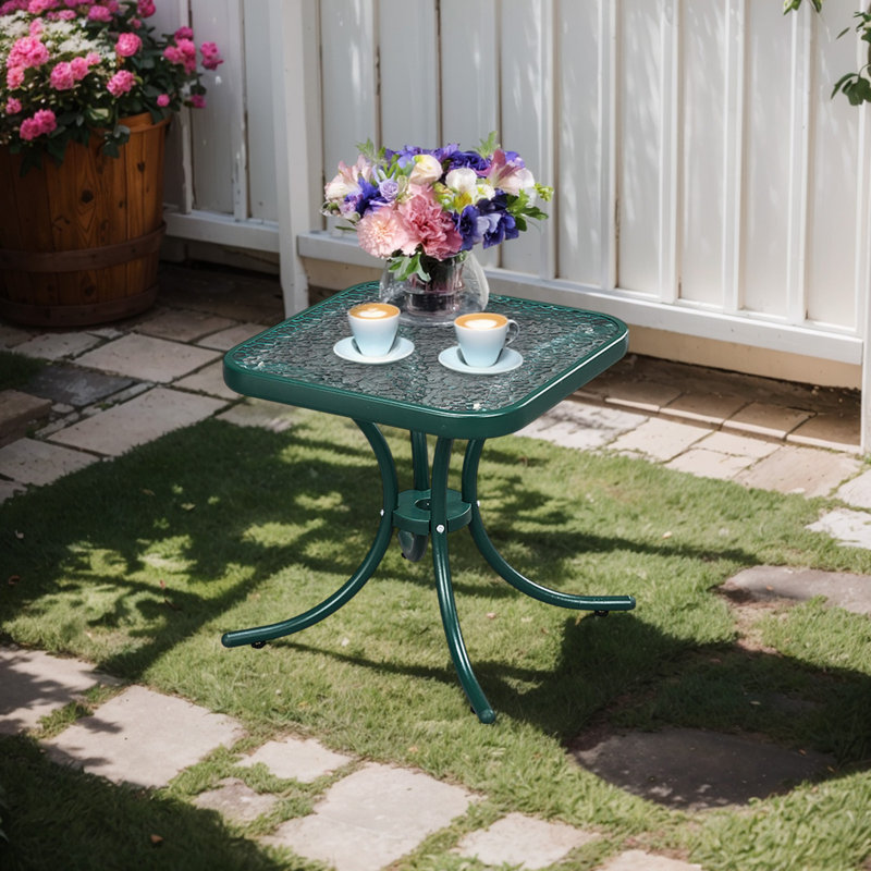 18In Square Outdoor Side Table,Green, Green