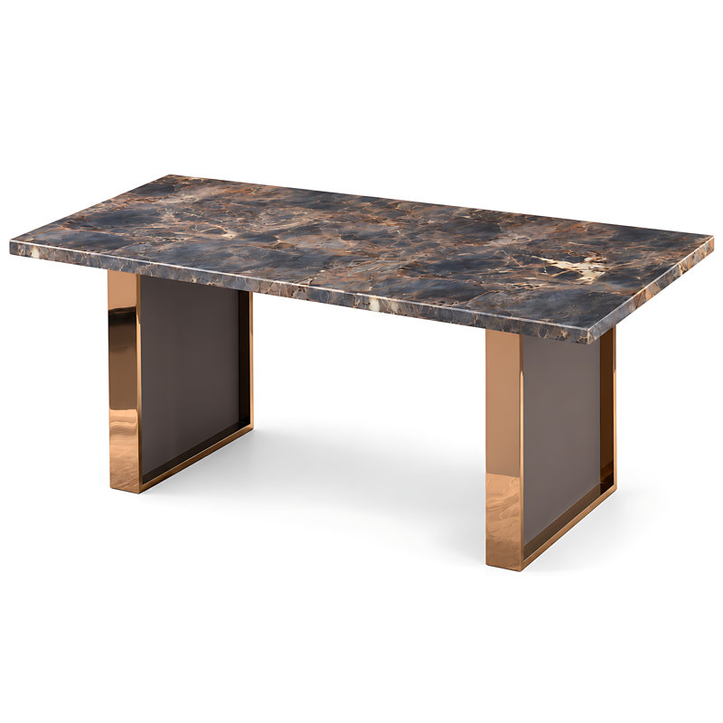 Rectangular Dining Table with Metal Panel Legs