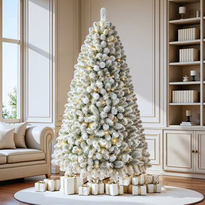 7.5FT Prelit Snow Flocked Artificial Christmas Tree
