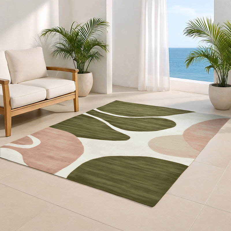 Watercolor Brown Indoor and Outdoor Area Rug, Rectangle 4' x 6'