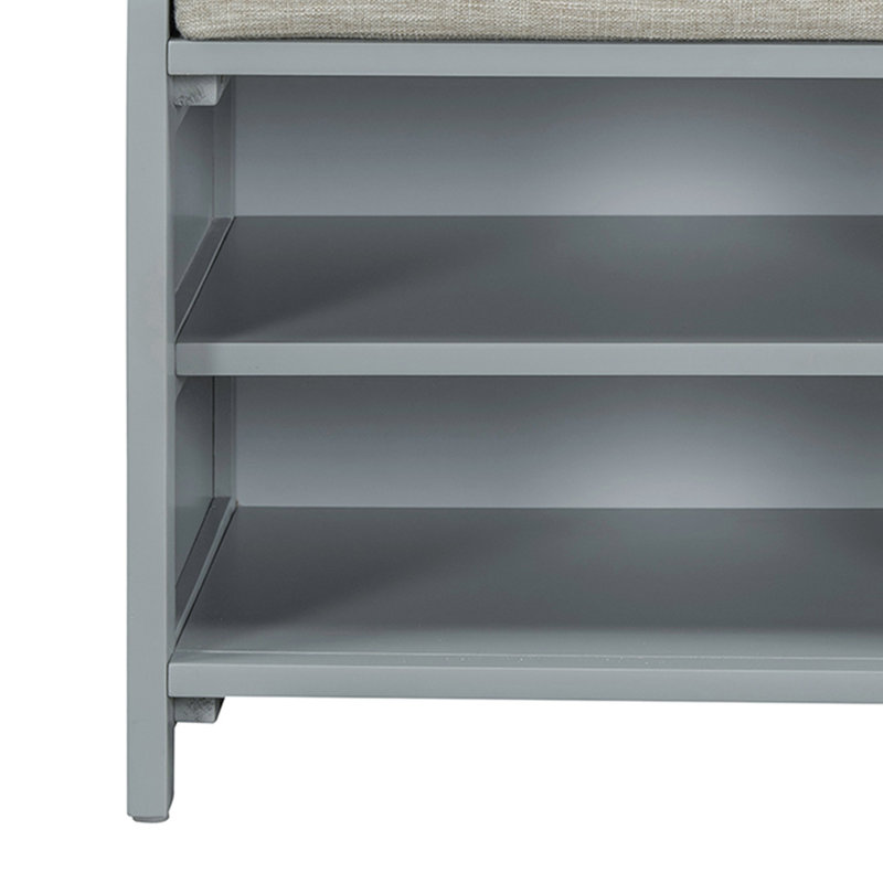 43" Wide Shoe Storage Bench With Cushion Entryway Bench, Grey