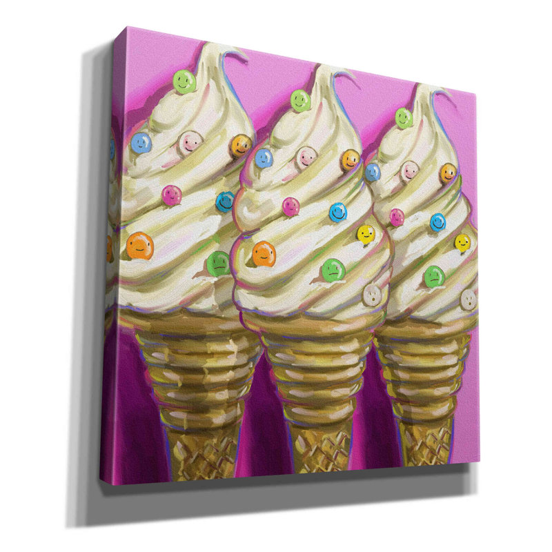 «Ice crème faces» par Howie Green, art mural sur toile, H 26 po x l 26 po x P 1,5 po