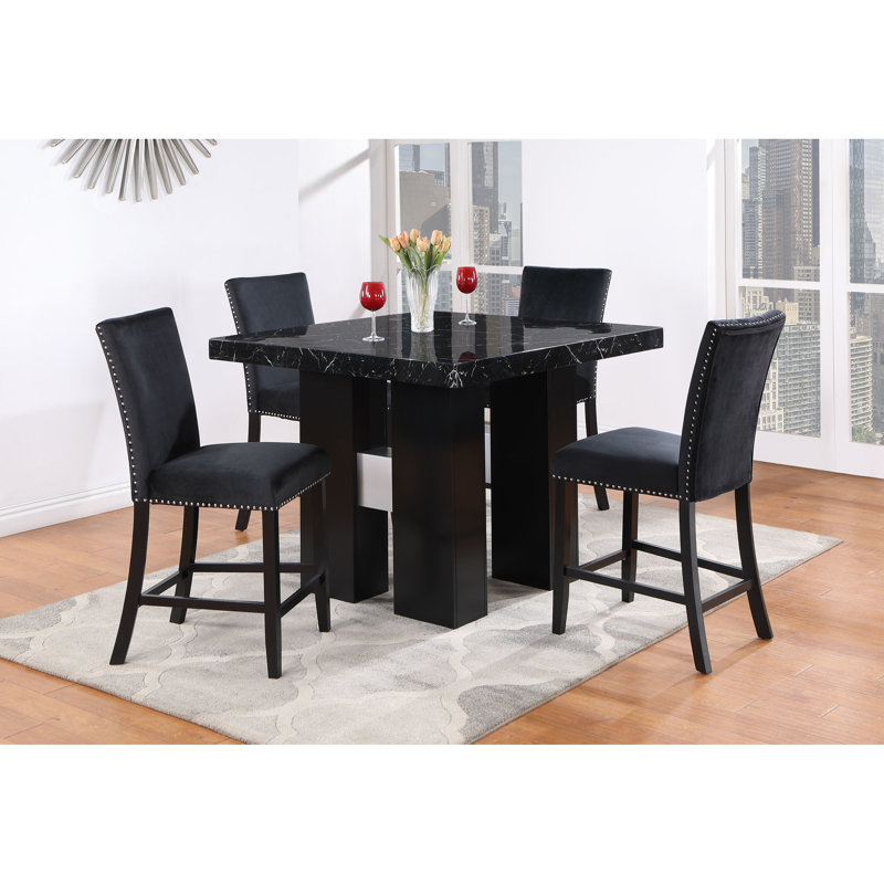 Tabourets de bar noirs (2) - Revêtement en tissu de velours, bois d'hévéa de 42 po de haut x 25 po de large, transitionnel de 20 po de profondeur, velours noir, grand, large, aspect transitionnel,
