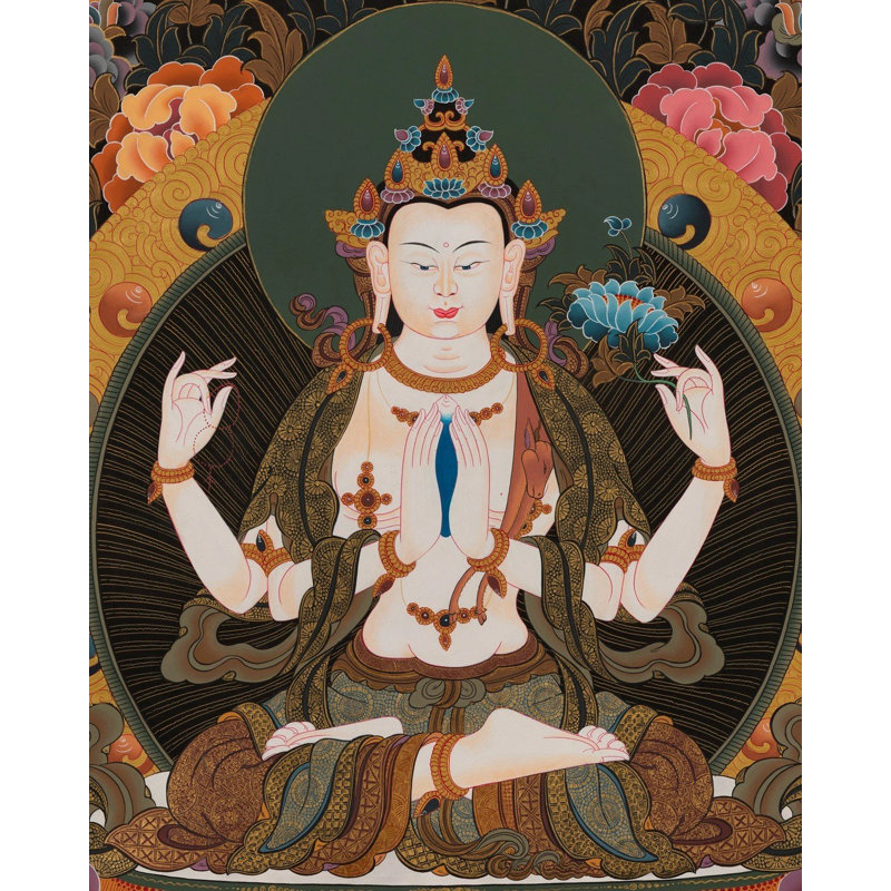 Avalokiteshvara | Chenrezig Thangka (Thangka sans brocart)