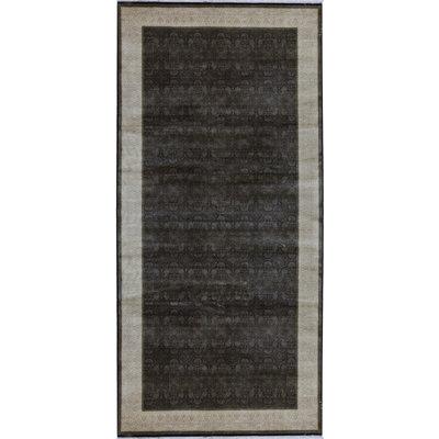 Hand-Knotted High-Quality Black and Gold Area Rug