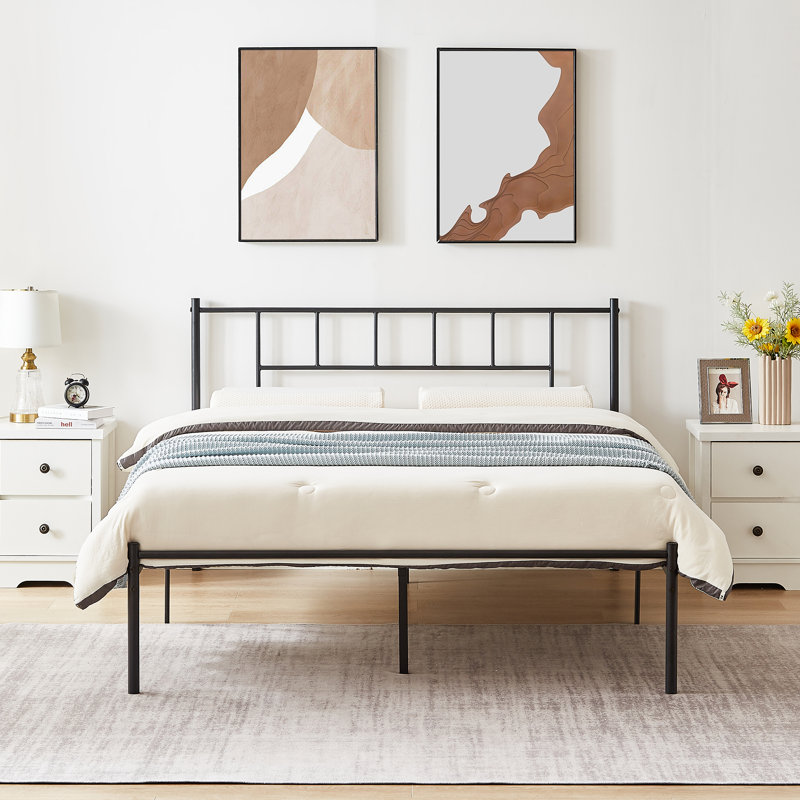 Ensemble de chambre configurable avec lit plateforme en fer, Full / Double, Blanc