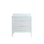 Ensemble de meuble-lavabo autoportant blanc 36 po avec 2 ensembles de poignées et plateau en marbre d'ingénierie entièrement assemblé