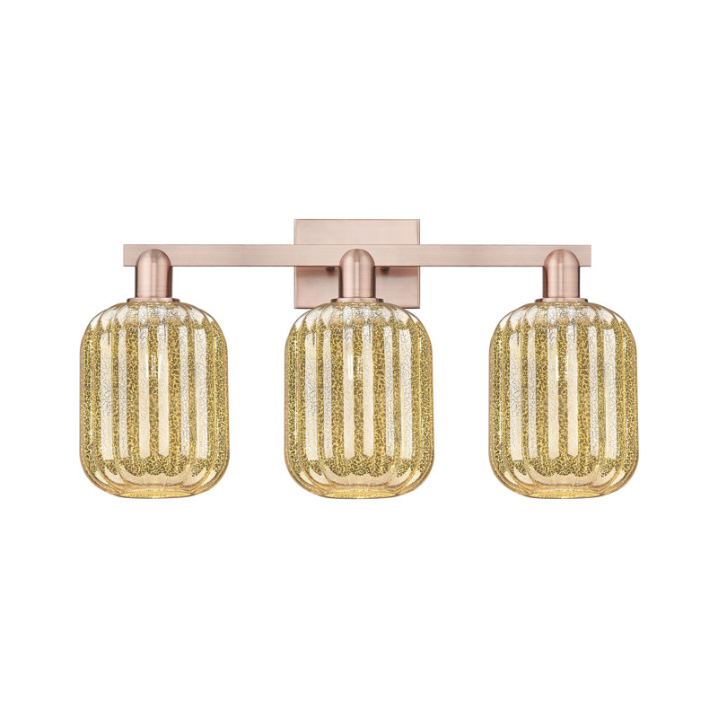 Eldon - 4 Light 36" Jar Shade Bath Vanity Light, Mercure, Cuivre antique, Trois lumières