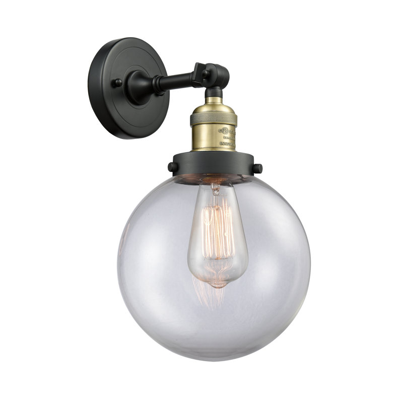 Clementina Dimmable Bath Sconce, 6 Watt Vinage LED Bulb, Clear, Black Antique Brass