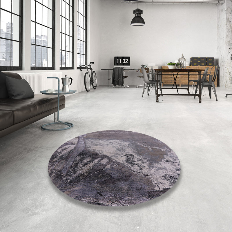Tapis gris/ivoire, Rond 4 pi