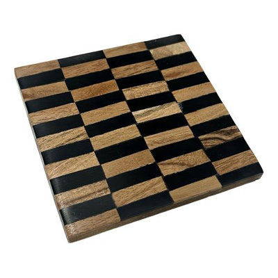 Wood Square 4 Piece Coaster Set